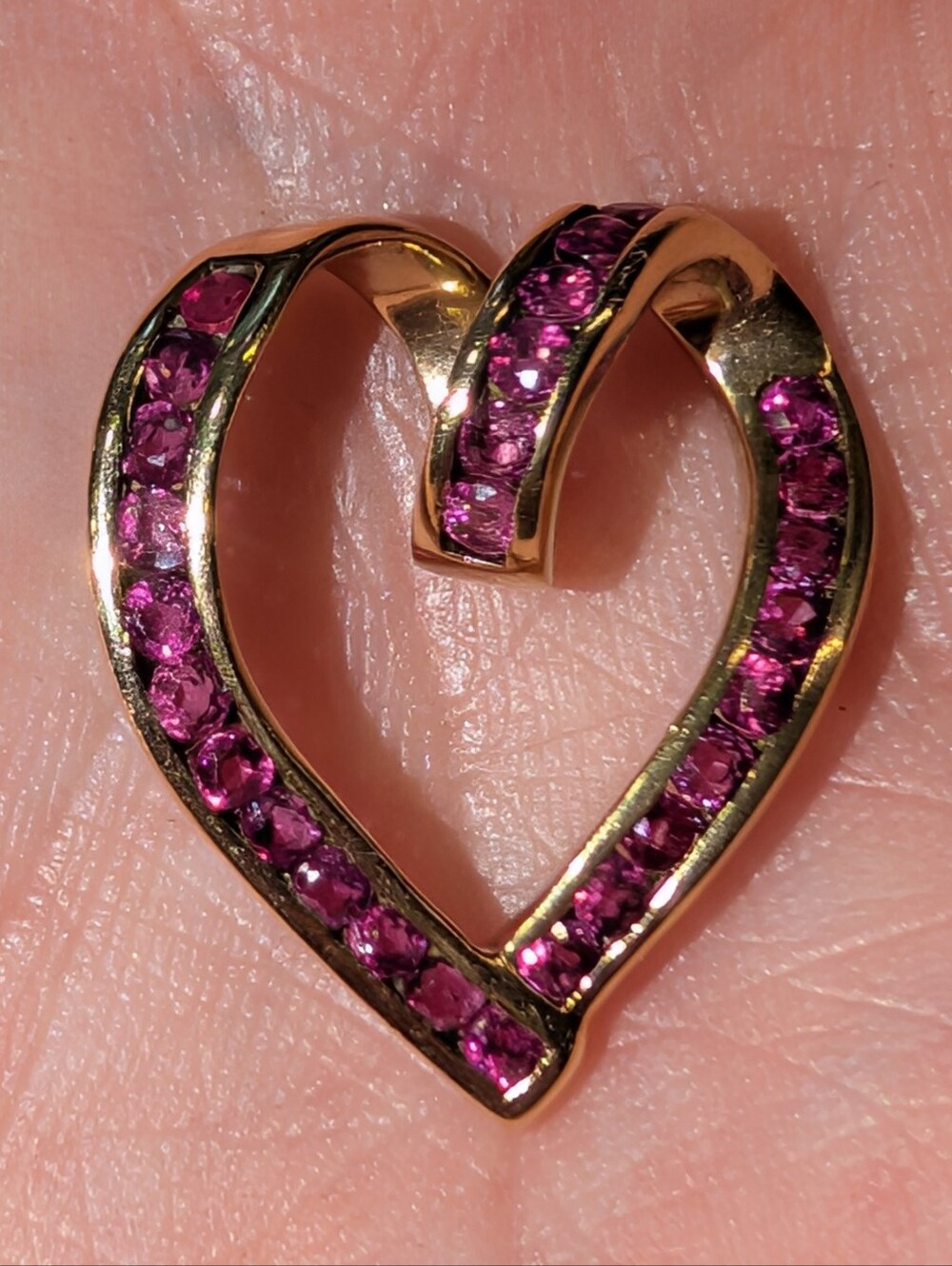 10 Karat Gold Floating Heart Ruby Pendant